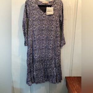Navy Wave Long Sleeve Jod Dress